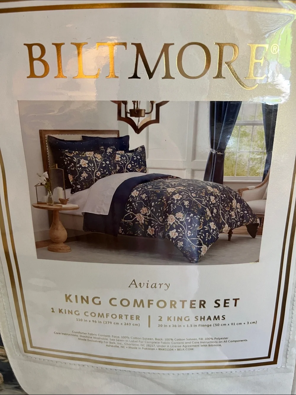 Biltmore Navy Floral & Bird Comforter